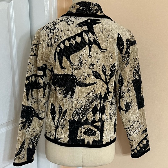 Vintage Limelight Bolero Woven Black & Cream Jacket X-Small - Picture 10 of 11